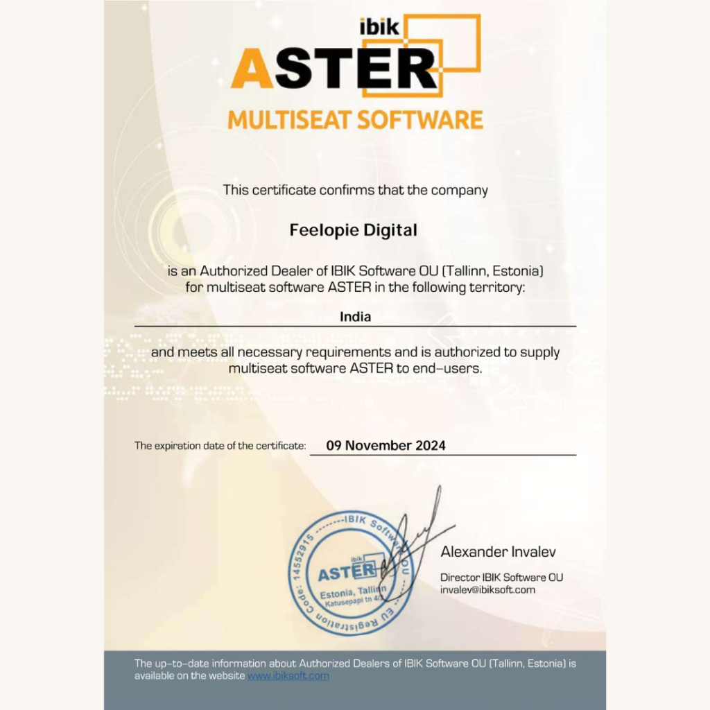 feelopiedigital ASTER dealership certificate